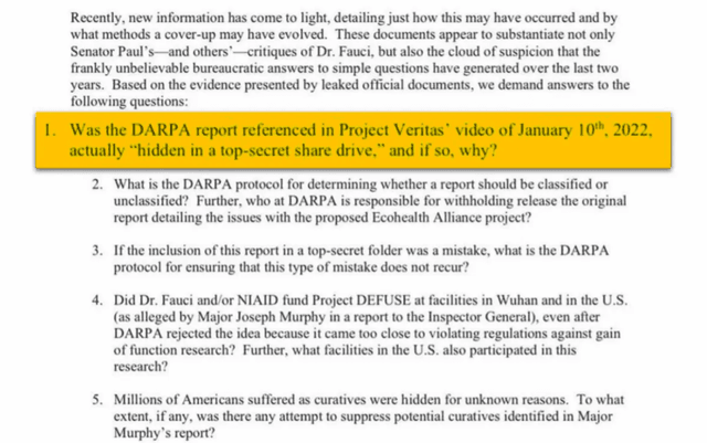 Congress Demands Answers on COVID-19 Origins and DARPA Documents Revealed by Project Veritas